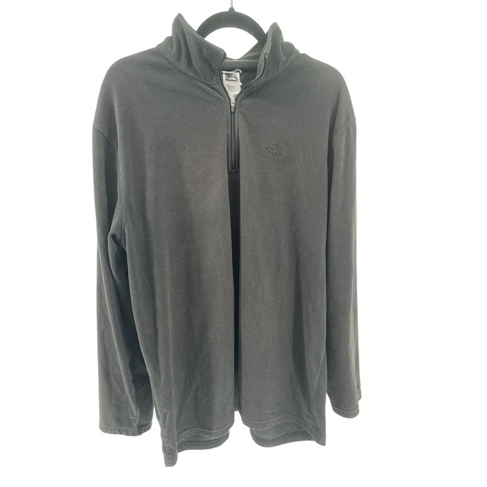 The North Face TKA-100 Light Weight Black 1/4 Zip Fleece Jacket Men's XXL